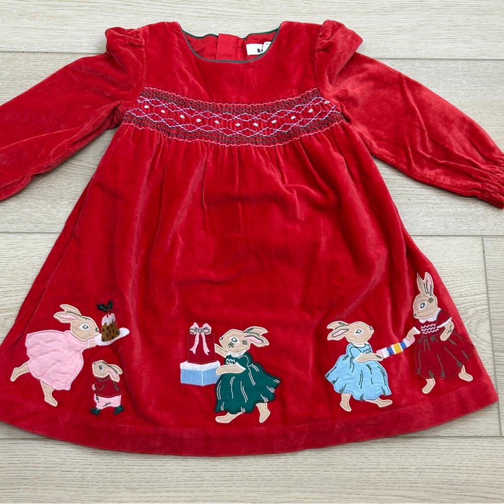 Mini Boden Red Velvet Dress size 4-5 year - Picture 2 of 6